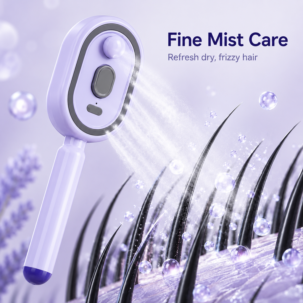 Electric Spray Retractable Air Cushion Comb | 5 in 1 Rechargeable Hair Massage | Steam Hair Brush for Scalp Massage, Detangling, Smoothing, Curling, Relieve Hair Tangles & Dryness | Salon Hair Care Tool